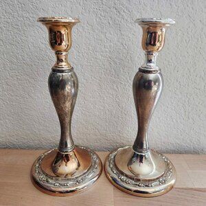 VTG 9" Oneida Candle Holder Silver Plated Tarnish Resistant Candlesticks Japan